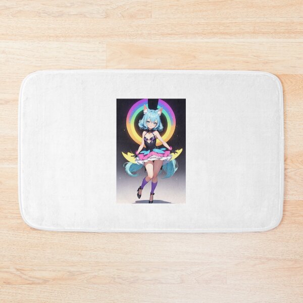 Item preview, Rainbow Idol Catgirl - Pastel Blue Hair Neko Magical Girl Anime Art designed and sold by iloveanimechibi.