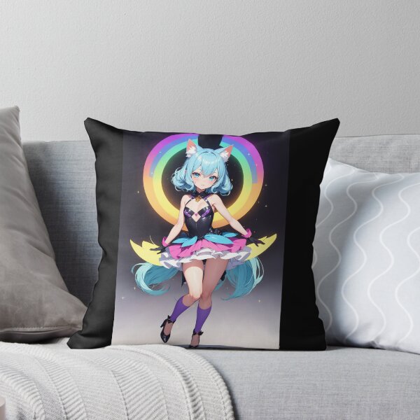 Item preview, Rainbow Idol Catgirl - Pastel Blue Hair Neko Magical Girl Anime Art designed and sold by iloveanimechibi.