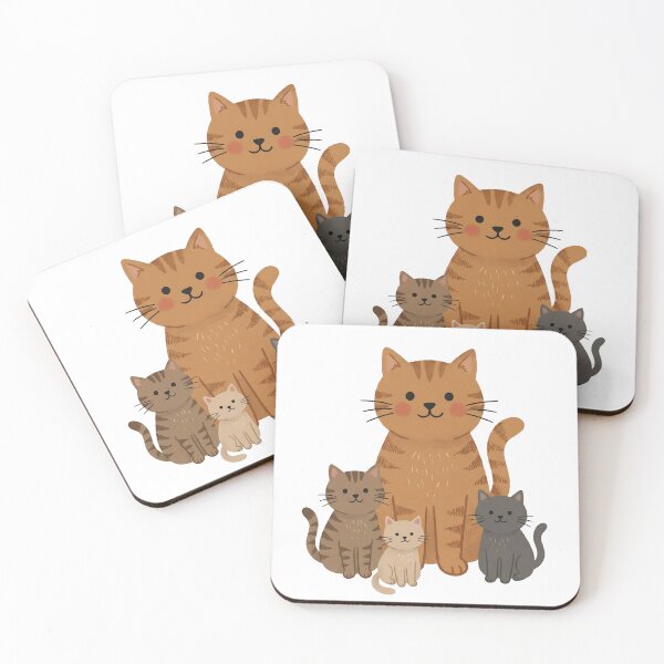 Item preview, Cute Cat Family Portrait - Ginger Tabby and Friends Illustration designed and sold by Patcha..
