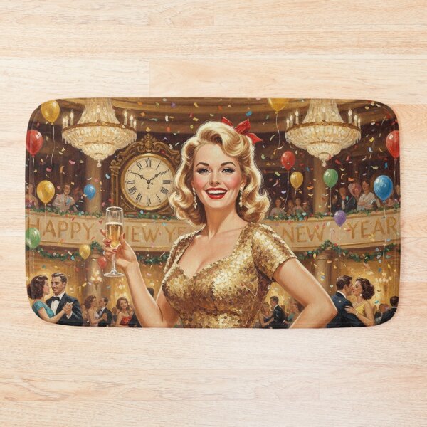 Item preview, Golden Gown New Year's Eve Pinup - Retro Ballroom Celebration designed and sold by Art's Diner.