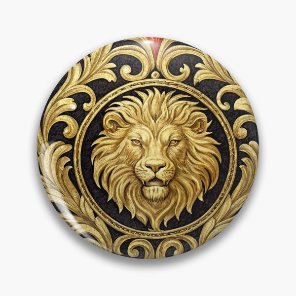 Aperçu de l'œuvre Médaillon baroque en or à motif lion – Imprimé de mode luxueux et opulent créée et vendue par CHRONIN.