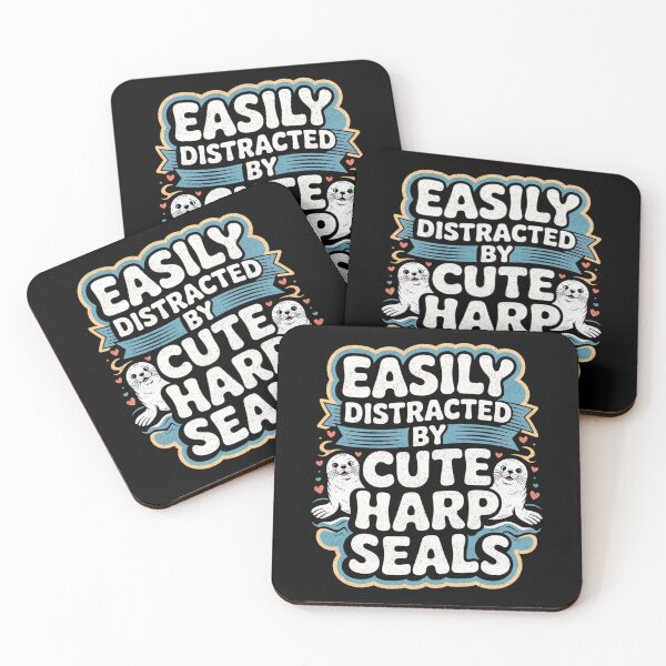 Item preview, Easily Distracted By Cute Harp Seals Funny Design designed and sold by FreshVibe Prints.