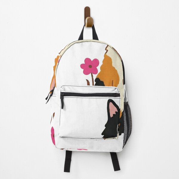 Item preview, Cute Calico Cat Sitting in Pink Flower Garden designed and sold by Patcha..