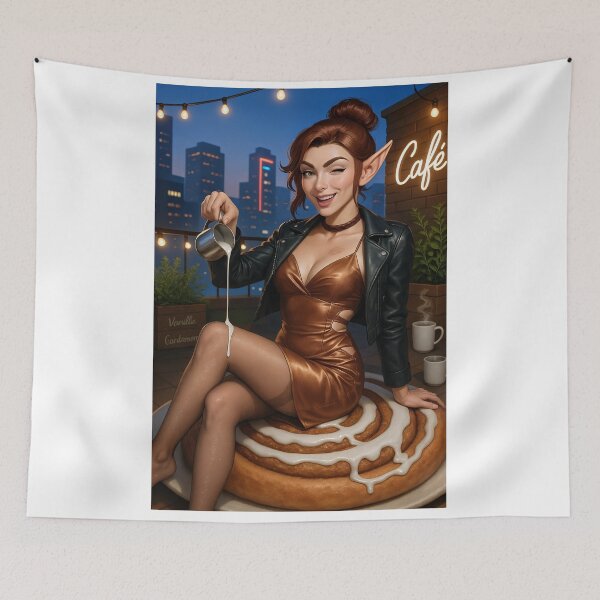 Item preview, Fortana Valentina pours cream on cinnamon roll designed and sold by CathryneDelamort.