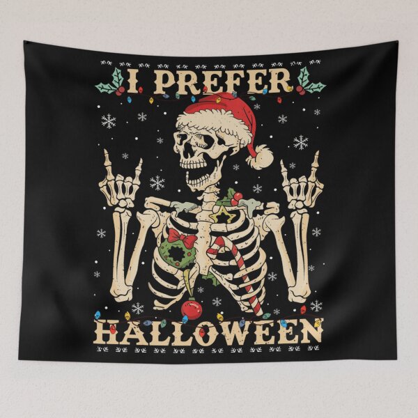 Item preview, I Prefer Halloween Funny Skeleton Christmas Lights Ugly Sweater Design designed and sold by Suzu Comena.