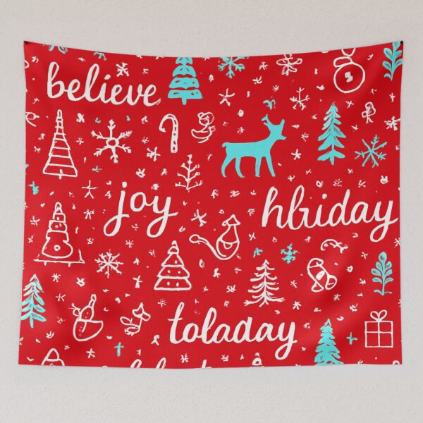 Item preview, Bright Festive Holiday Scene With Snowflakes, Christmas Trees, Reindeer, Gifts, And Joyful Messages To Celebrate designed and sold by KanDa-Shop.
