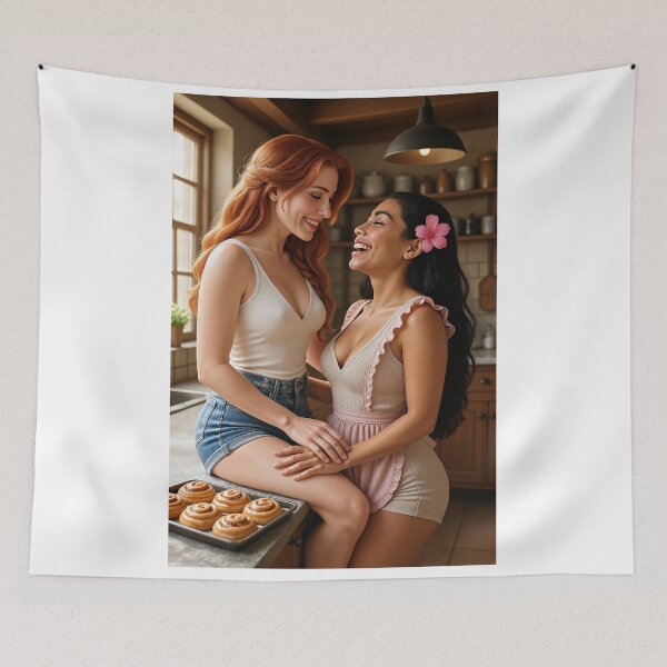 Item preview, Rowan x Shanti in kitchen with cinnamon rolls designed and sold by CathryneDelamort.
