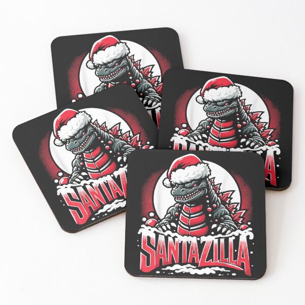 Item preview, Santazilla Monster Wearing Santa Hat Roaring Through Christmas Snow designed and sold by Suzu Comena.