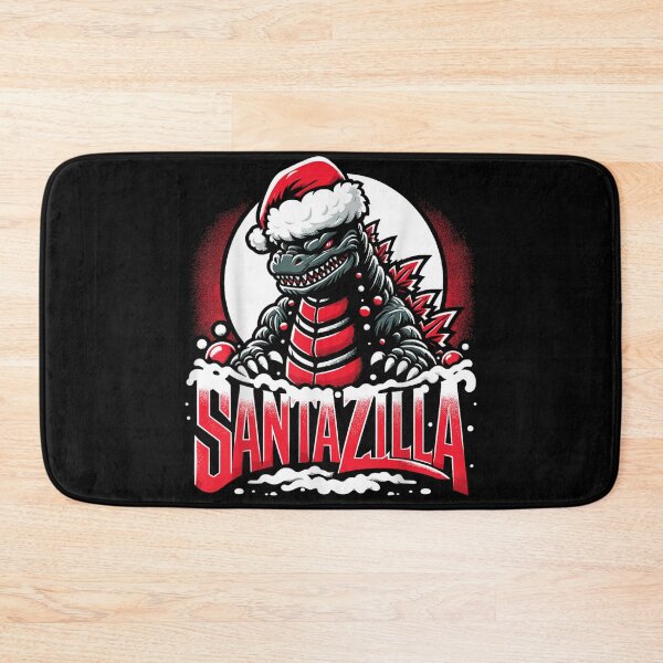 Item preview, Santazilla Monster Wearing Santa Hat Roaring Through Christmas Snow designed and sold by Suzu Comena.