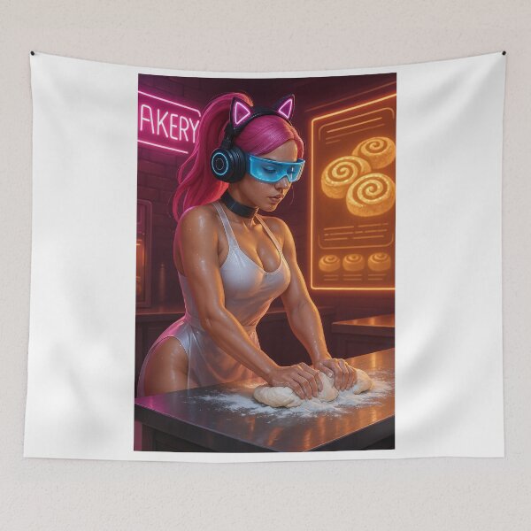 Item preview, CathryneDelamort kneads dough in neon bakery designed and sold by CathryneDelamort.