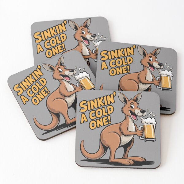 Item preview, Just Sinkin’ a Cold One: Funny Kangaroo Animal Drinking T-Shirt designed and sold by Grang Art Artistic Designs.
