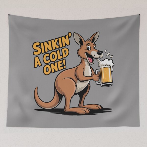 Item preview, Just Sinkin’ a Cold One: Funny Kangaroo Animal Drinking T-Shirt designed and sold by Grang Art Artistic Designs.