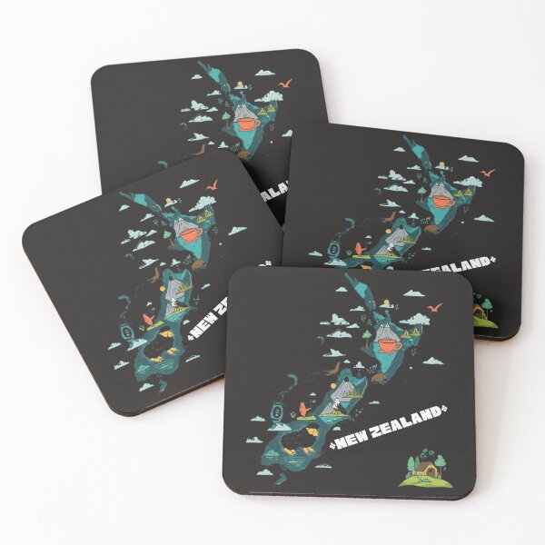 Item preview, Cute Illustrated Map of New Zealand - Kiwi Travel Art designed and sold by TitanRN.