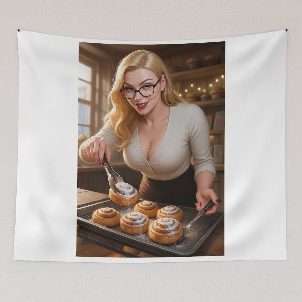 Item preview, Ilya in kitchen with cinnamon rolls sugar dusting designed and sold by CathryneDelamort.
