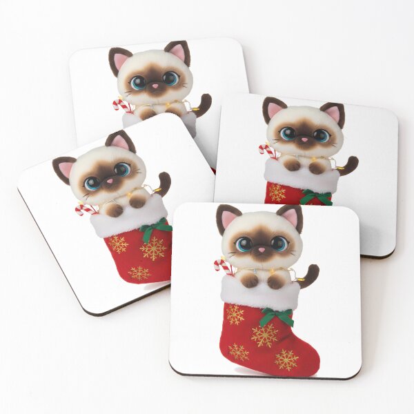 Item preview, Siamese Cat in Christmas Stocking with Lights and Candy Canes designed and sold by meesub.