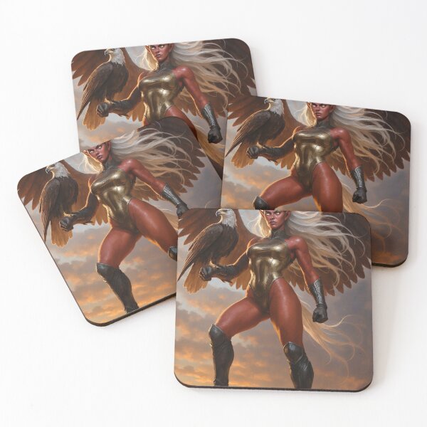 Item preview, Demoness in gold armor eagle wings cliff sunset designed and sold by CathryneDelamort.
