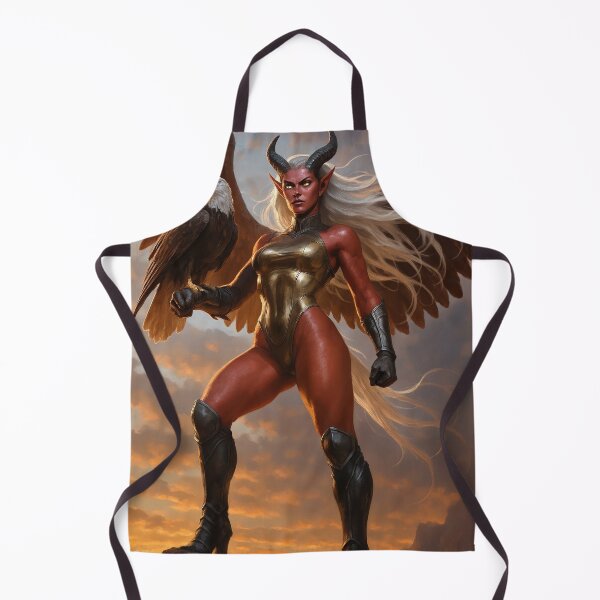 Item preview, Demoness in gold armor eagle wings cliff sunset designed and sold by CathryneDelamort.