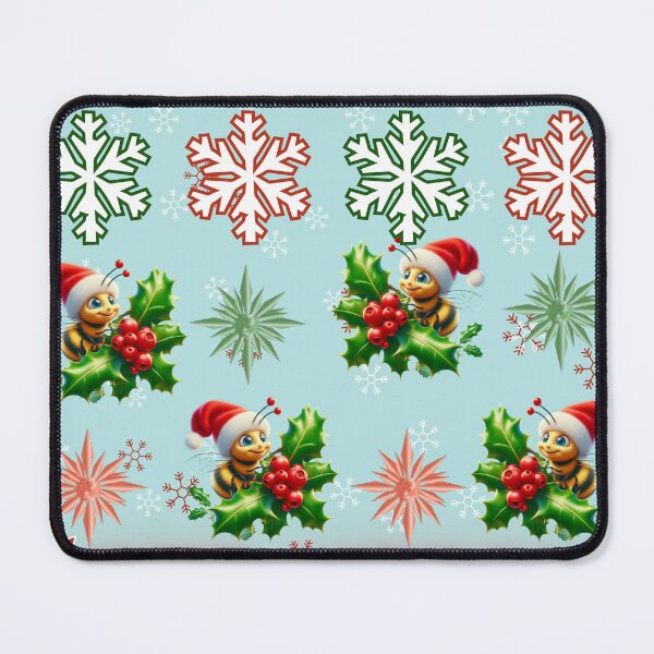Item preview, Bee Merry & Bright • Cute Christmas Bee in Santa Hat • Festive Holiday Pattern Design designed and sold by HopeAndHustle.