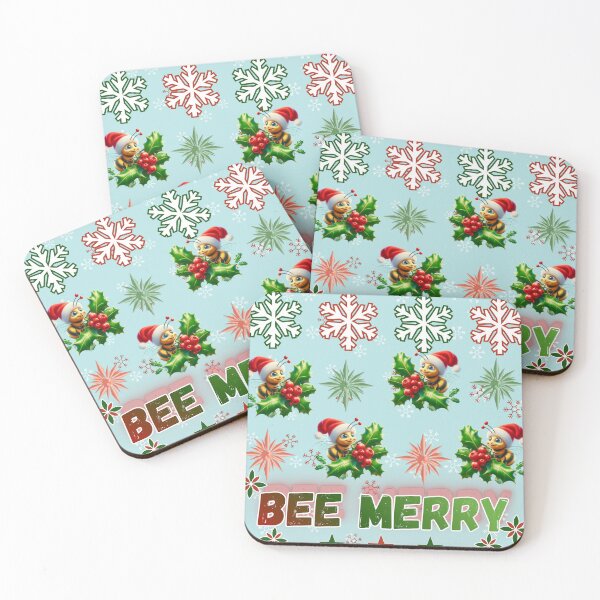 Item preview, Bee Merry & Bright • Cute Christmas Bee in Santa Hat • Festive Holiday Pattern Design designed and sold by HopeAndHustle.