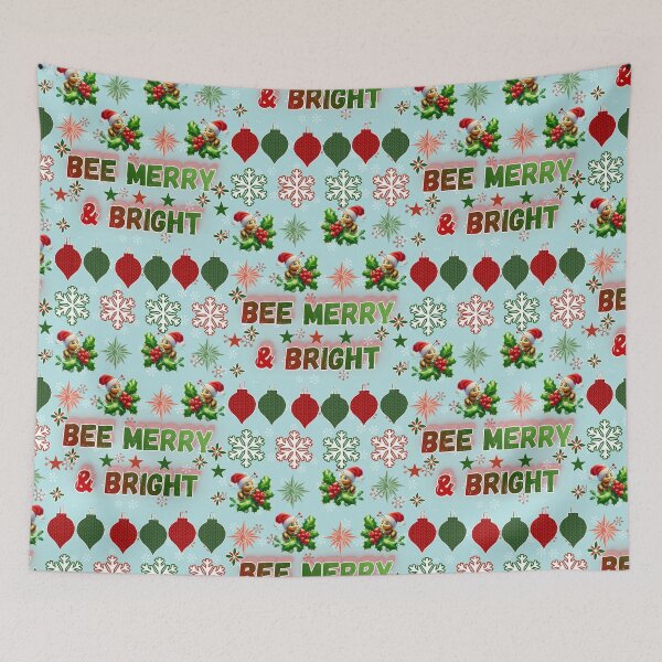 Item preview, Bee Merry & Bright • Cute Christmas Bee in Santa Hat • Festive Holiday Pattern Design designed and sold by HopeAndHustle.