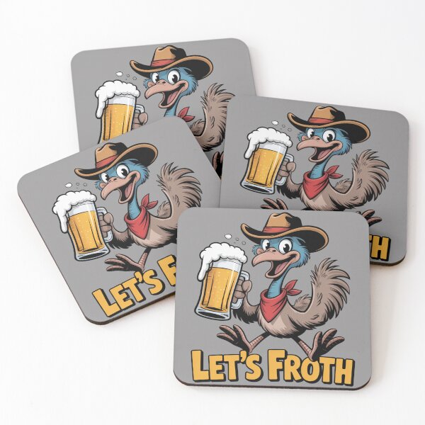 Item preview, Let’s Froth: Cowboy Emu Edition - Funny Emu Animal Drinking T-Shirt designed and sold by Grang Art Artistic Designs.
