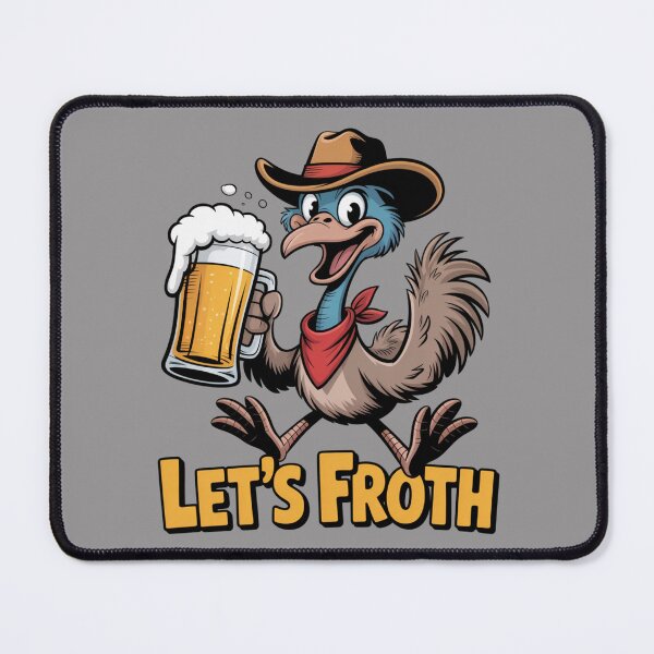 Item preview, Let’s Froth: Cowboy Emu Edition - Funny Emu Animal Drinking T-Shirt designed and sold by Grang Art Artistic Designs.