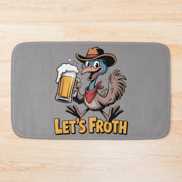 Item preview, Let’s Froth: Cowboy Emu Edition - Funny Emu Animal Drinking T-Shirt designed and sold by Grang Art Artistic Designs.