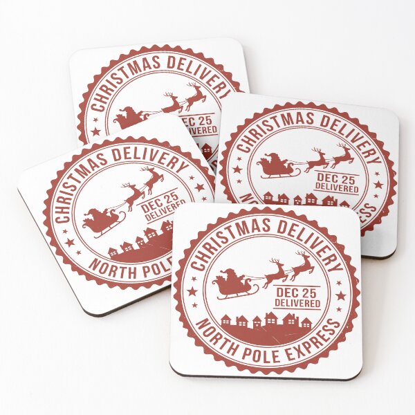 Item preview, North Pole Express Christmas Delivery Stamp - Vintage Santa Sleigh designed and sold by Imaginationbeyond.