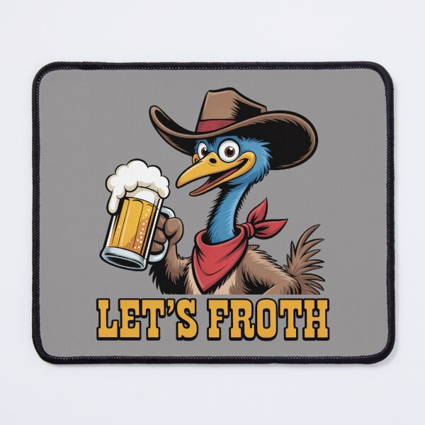 Item preview, Let’s Have a Froth: Cowboy Emu Edition - Funny Emu Animal Drinking T-Shirt designed and sold by Grang Art Artistic Designs.