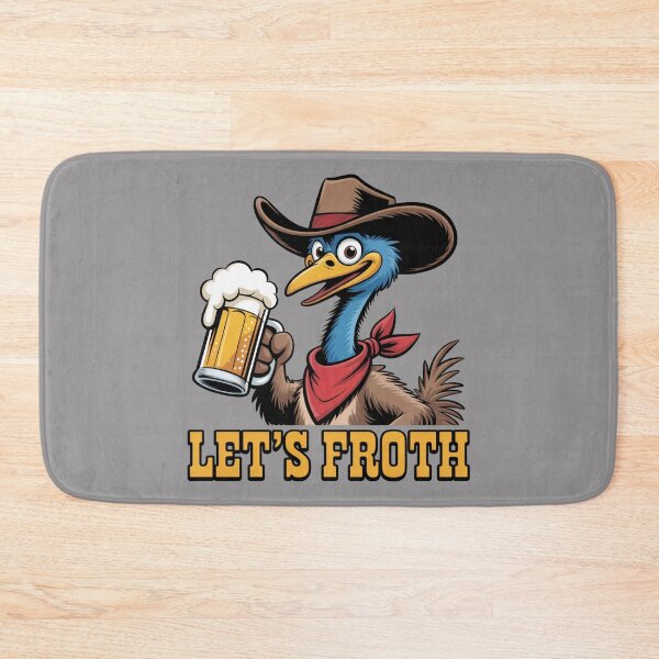 Item preview, Let’s Have a Froth: Cowboy Emu Edition - Funny Emu Animal Drinking T-Shirt designed and sold by Grang Art Artistic Designs.