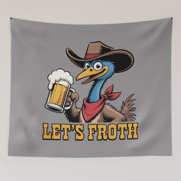 Item preview, Let’s Have a Froth: Cowboy Emu Edition - Funny Emu Animal Drinking T-Shirt designed and sold by Grang Art Artistic Designs.