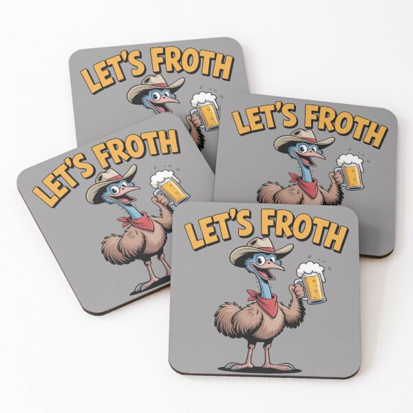 Item preview, Time For A Froth: Cowboy Emu Edition - Funny Emu Animal Drinking T-Shirt designed and sold by Grang Art Artistic Designs.