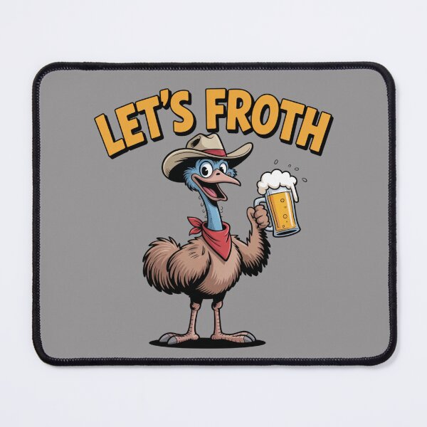 Item preview, Time For A Froth: Cowboy Emu Edition - Funny Emu Animal Drinking T-Shirt designed and sold by Grang Art Artistic Designs.