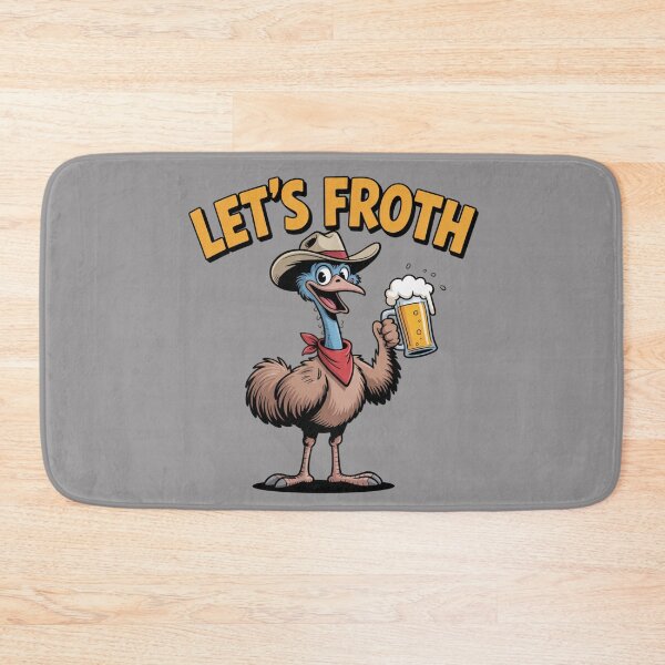 Item preview, Time For A Froth: Cowboy Emu Edition - Funny Emu Animal Drinking T-Shirt designed and sold by Grang Art Artistic Designs.