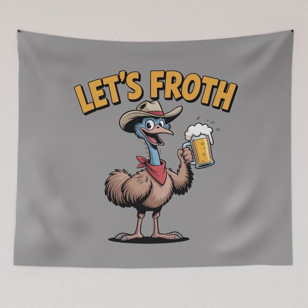 Item preview, Time For A Froth: Cowboy Emu Edition - Funny Emu Animal Drinking T-Shirt designed and sold by Grang Art Artistic Designs.