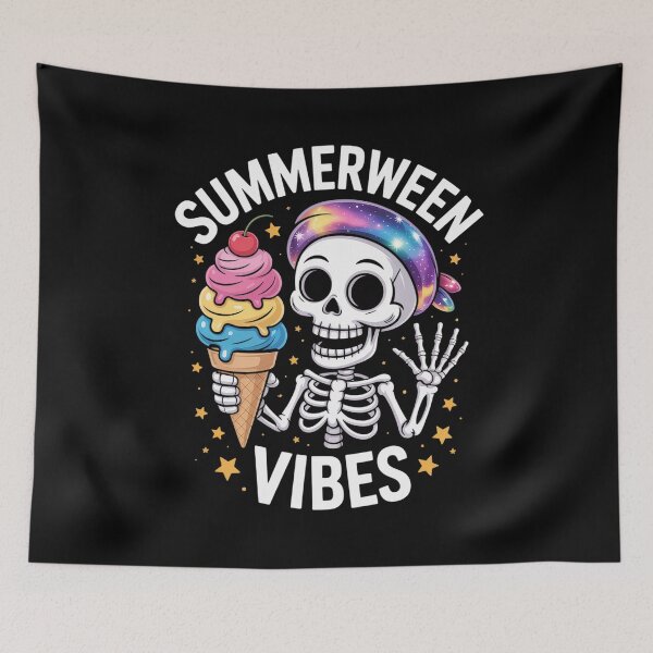 Item preview, Summerween Vibes Skeleton Ice Cream Art Summer Halloween Fun  designed and sold by LKappa3Faber.
