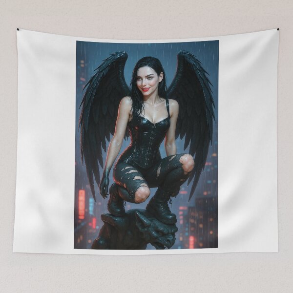 Item preview, Blackbird Angel Crouches on City Gargoyle designed and sold by CathryneDelamort.