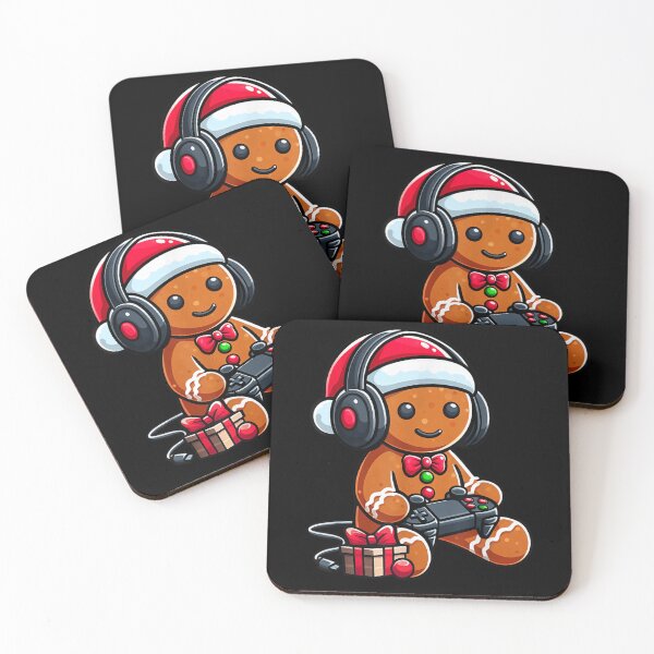 Item preview, Cute Gingerbread Man Gamer Wearing Headphones and Playing Video Games designed and sold by StuZabine.