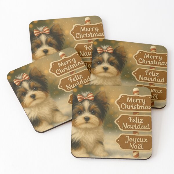 Item preview, Biewer Yorkie Christmas Gingerbread Puppy Art designed and sold by GivingJoy.