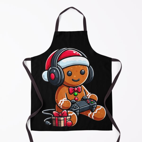 Item preview, Cute Gingerbread Man Gamer Wearing Headphones and Playing Video Games designed and sold by StuZabine.
