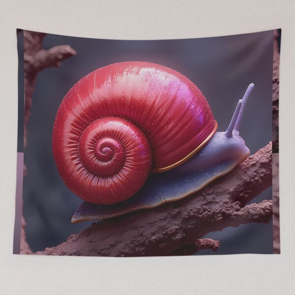 Item preview, Shiny red snail crawls on branch designed and sold by Mianku | Für das Leben.