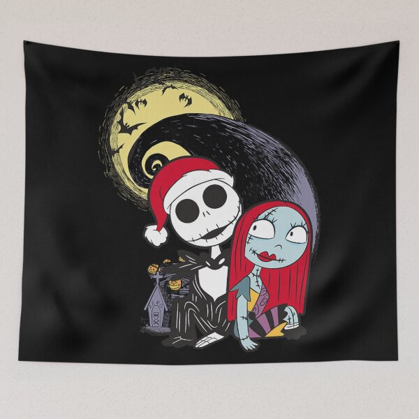 Item preview, The Nightmare Before Christmas Jack And Sally Santa Hat  designed and sold by EmmanEtha.
