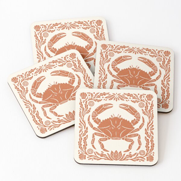Item preview, Crab Folk Art Retro Nautical Crustaceans  designed and sold by Y-Vibes.