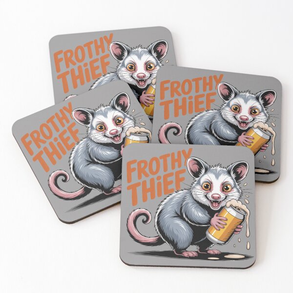 Item preview, Frothy Thief: Naughty Possum, Funny Kangaroo Animal Drinking T-Shirt designed and sold by Grang Art Artistic Designs.