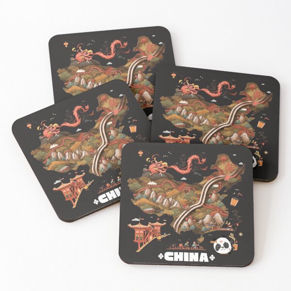 Item preview, Cute China Map Art with Dragon & Panda | Illustrated Travel designed and sold by TitanRN.