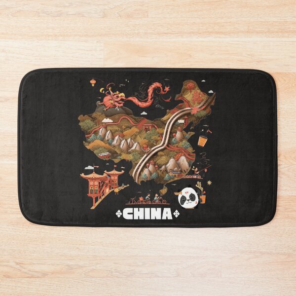 Item preview, Cute China Map Art with Dragon & Panda | Illustrated Travel designed and sold by TitanRN.