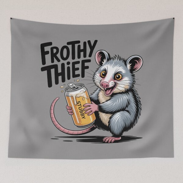 Item preview, Possum Frothy Thief: Naughty Possum, Funny Kangaroo Animal Drinking T-Shirt designed and sold by Grang Art Artistic Designs.