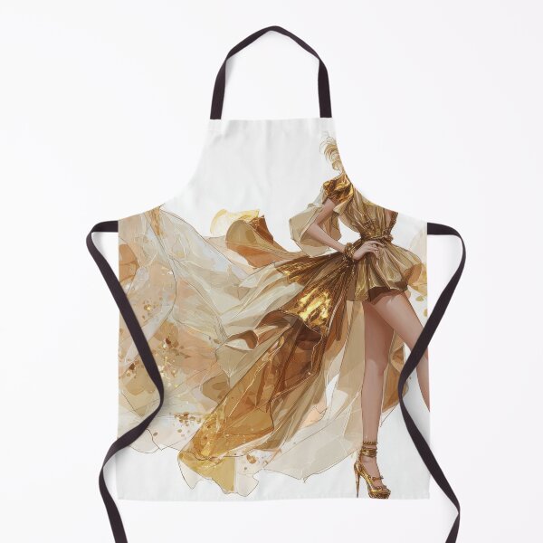 Item preview, Golden dress with flowing fabric designed and sold by anytka.