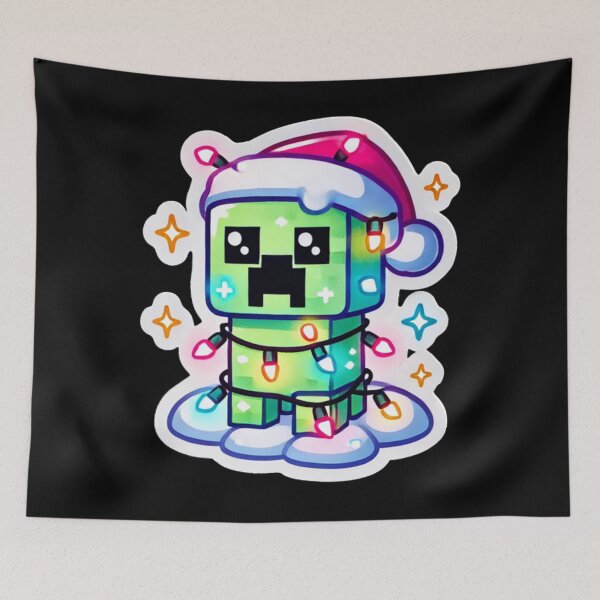 Item preview, Festive Creeper Christmas Holiday Lights Santa Hat Gaming Fun Pixel Art  designed and sold by EmmanEtha.