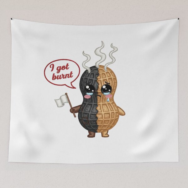 Item preview, Burnt Peanut Cute Sad Charred Peanut with Googly Eyes - Funny "I Got Burnt" 3D Embroidery Tee designed and sold by GeniePixel.